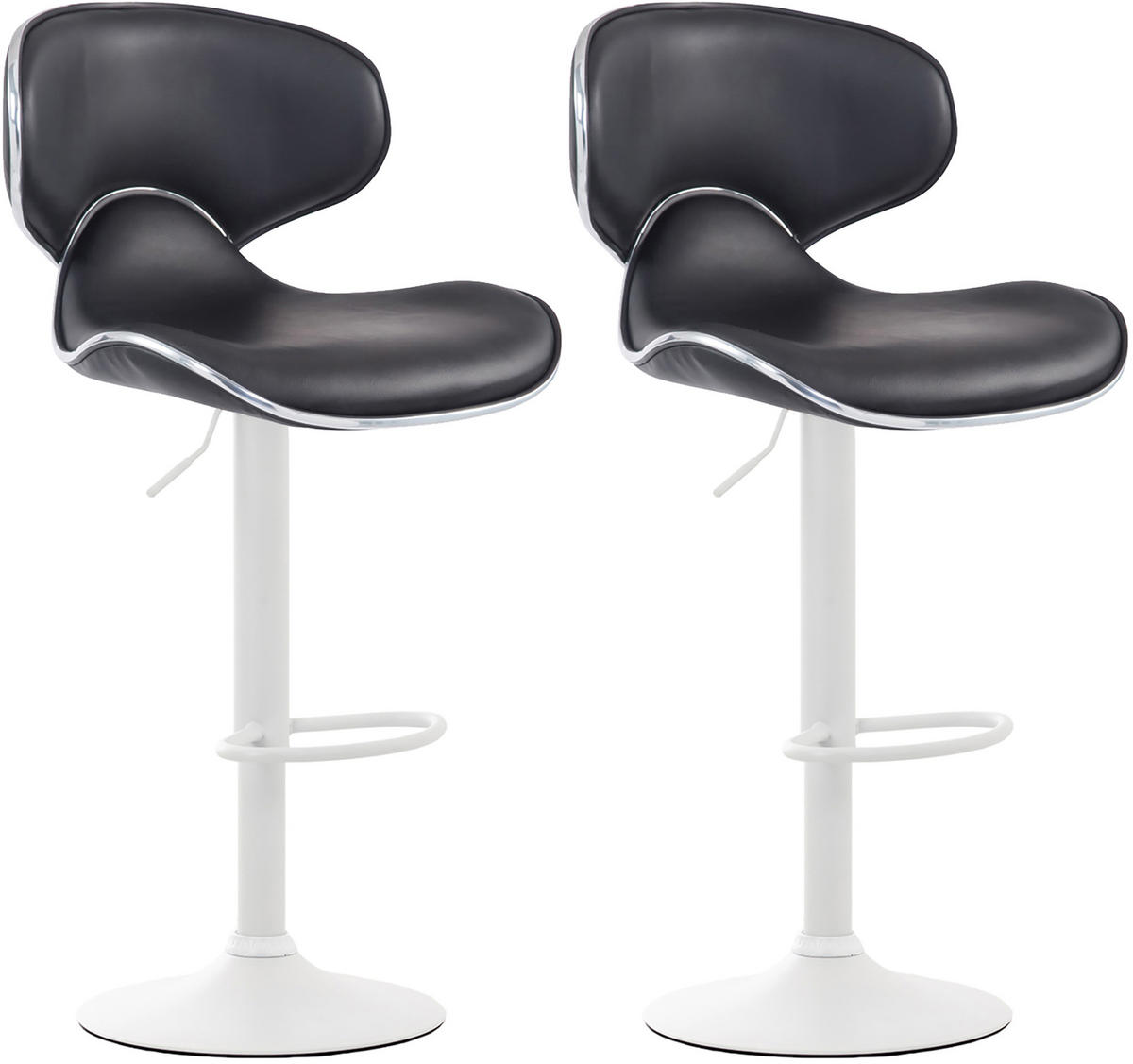 BARHOCKER 2er Set Las-Mallorcas Kunstleder weiß schwarz - Schwarz/Weiß, Kunststoff/Metall (46/108/49cm) - TPFLiving