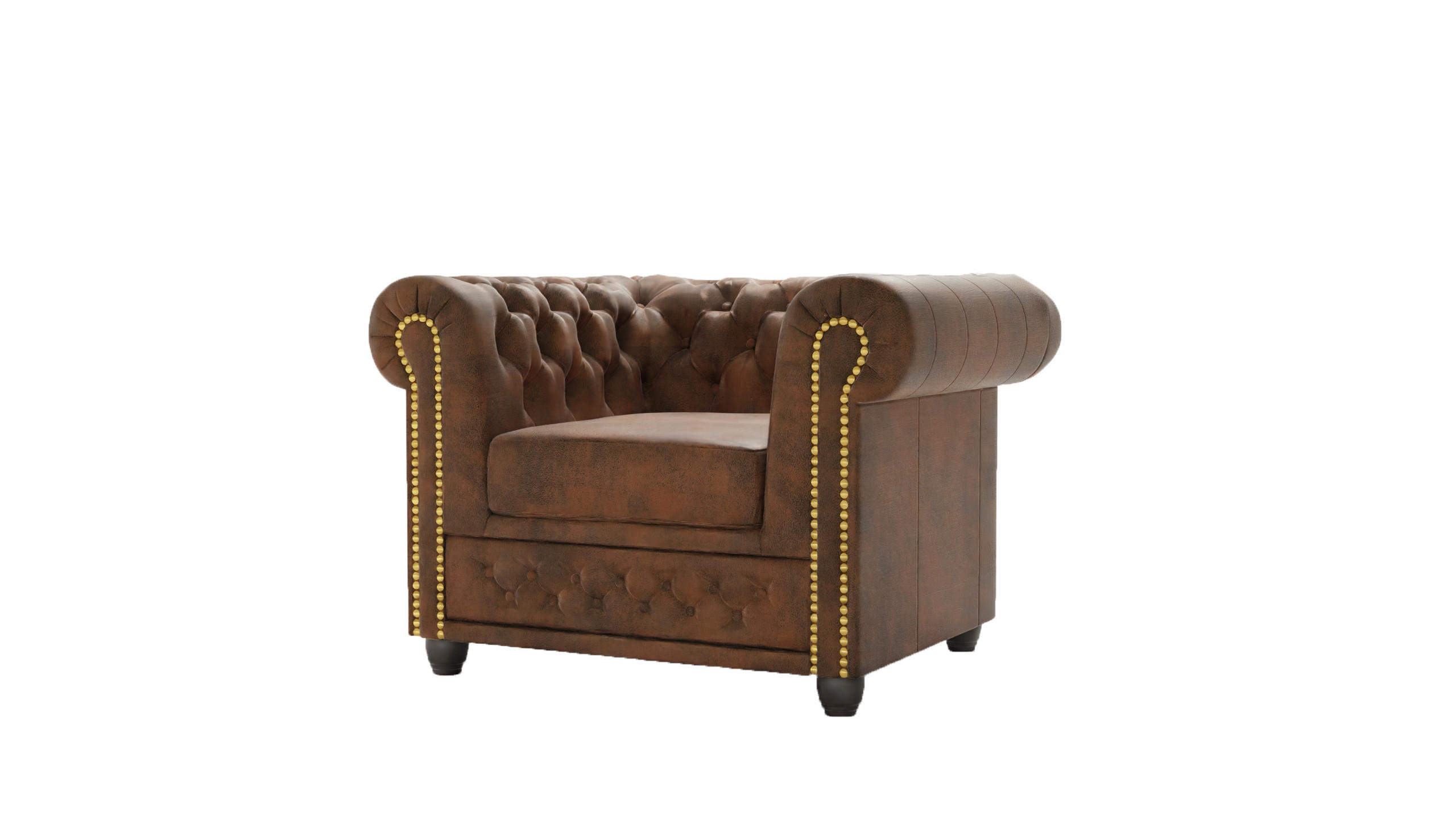 CHESTERFIELD-SESSEL Flux Braun Microfaser Vintageoptik - Braun, Holz/Textil (94/72/86cm) - S-Style Möbel