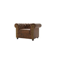 CHESTERFIELD-SESSEL Flux Braun Microfaser Vintageoptik - Braun, Holz/Textil (94/72/86cm) - S-Style Möbel