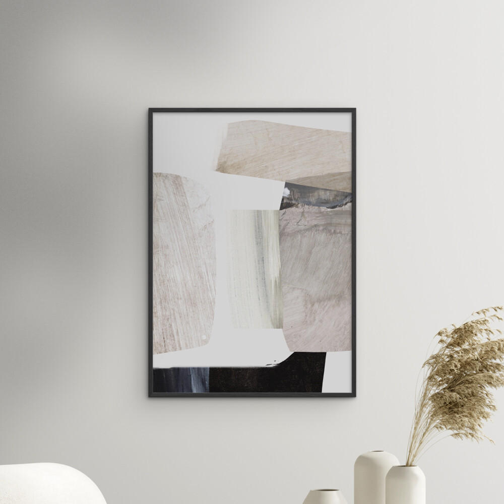 POSTER mit Rahmen Dan Hobday - Clay - Schwarz/Naturfarben, Holz/Papier (70/100/2cm) - Poster&Frame