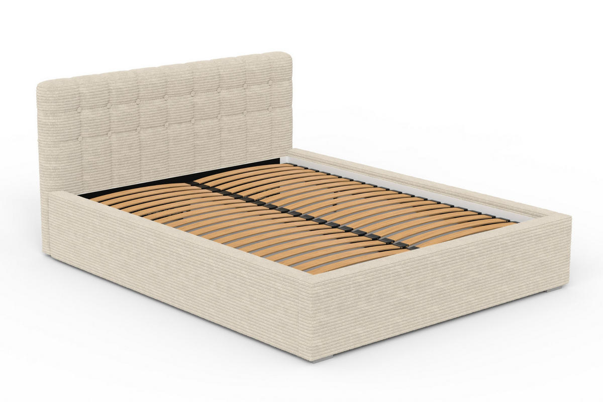 POLSTERBETT LUMA 180/200 in Cord Hellgrau - Hellgrau, Holzwerkstoff/Textil (180/200cm) - Deine Möbel 24