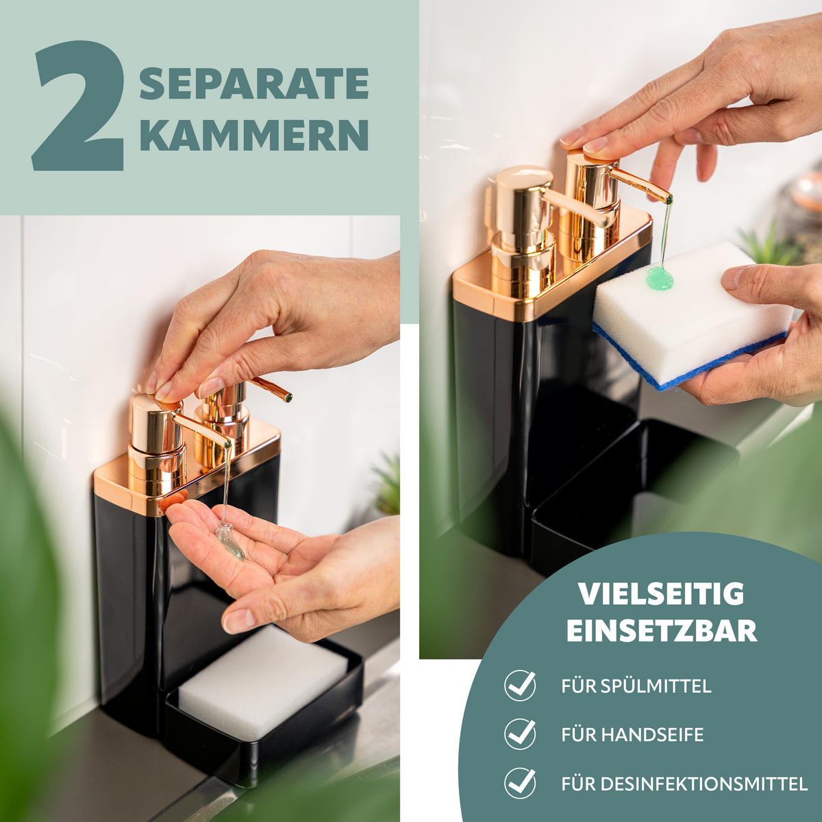 SEIFENSPENDER, schwarz - Schwarz, Kunststoff (12/21.5/12.5cm) - bremermann