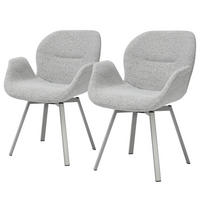 ARMLEHNENSTUHL - 2er-Set - Chenille / Eisen - Grau, Textil/Metall (63/85/61cm) - home24