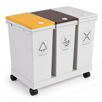 PUBELĂ Albă plastic cu roți 3 compartimente 3x 12 l - alb, material plastic (51/43/28cm) - Relaxdays