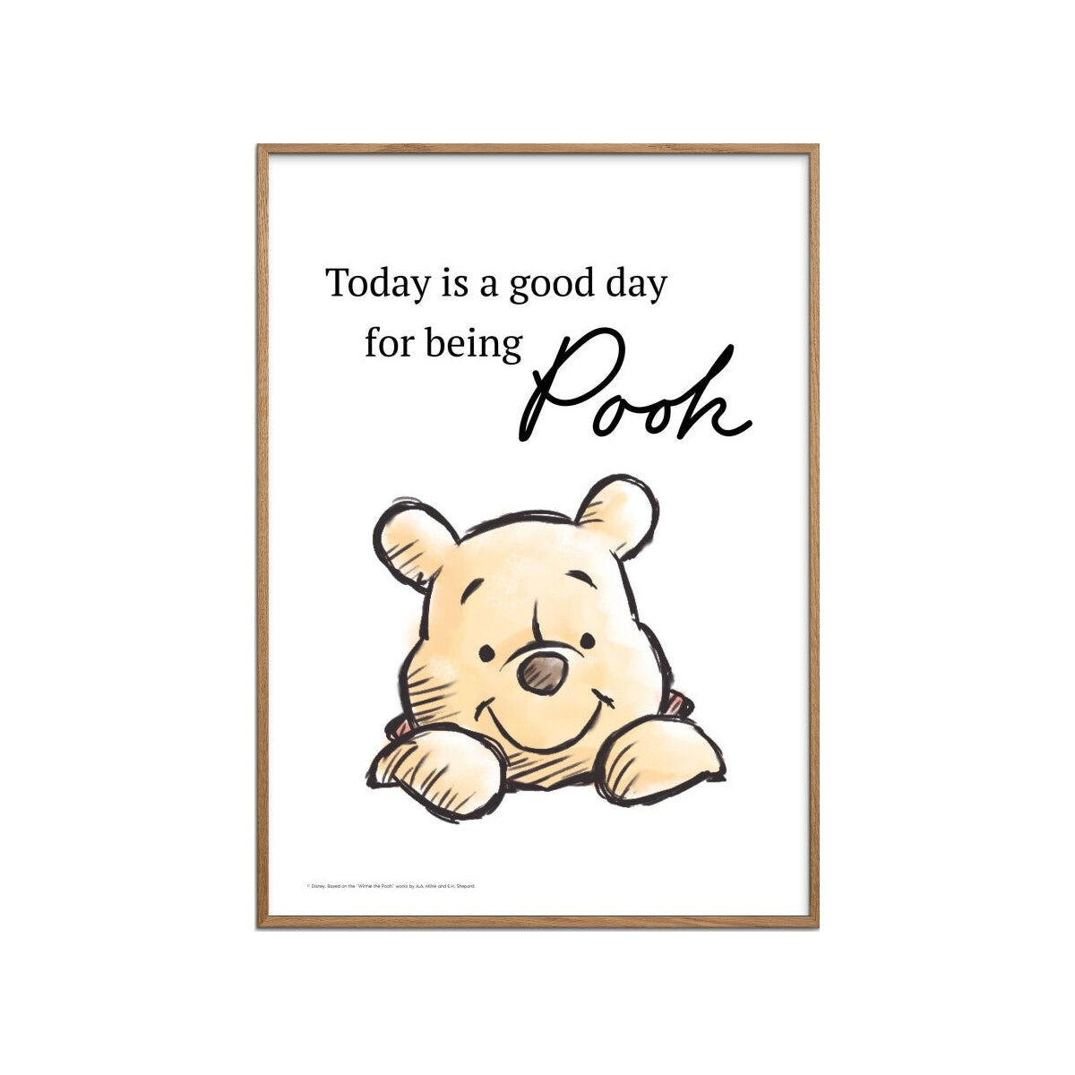 POSTER mit Rahmen Disney - Just Being Winnie the Pooh Today - Eichefarben/Gelb, Holz/Papier (70/100cm) - Poster&Frame