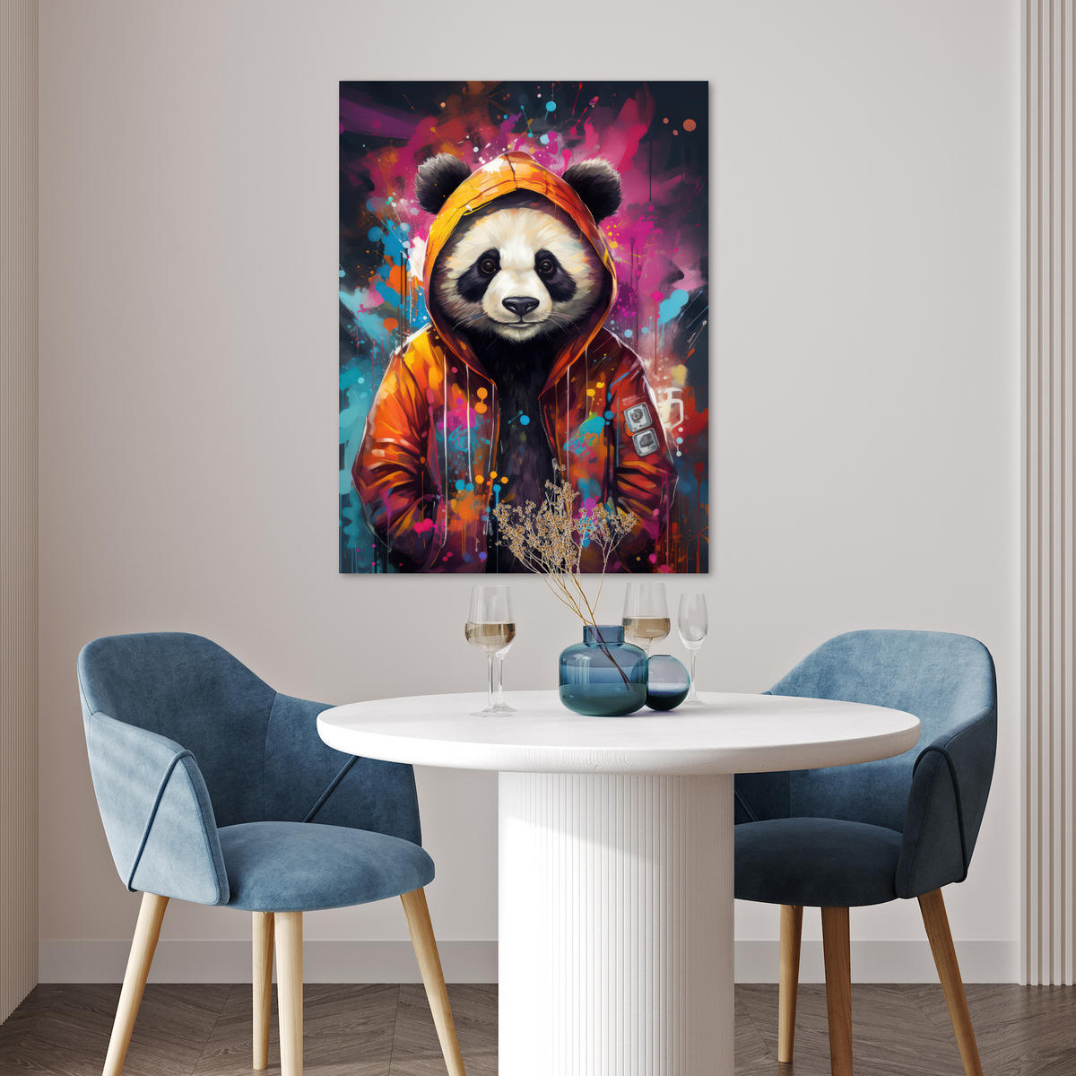 POSTER Panda - Jacke - Graffiti - Orange 60x80 cm - Orange, Papier (60/80/0.1cm) - MuchoWow