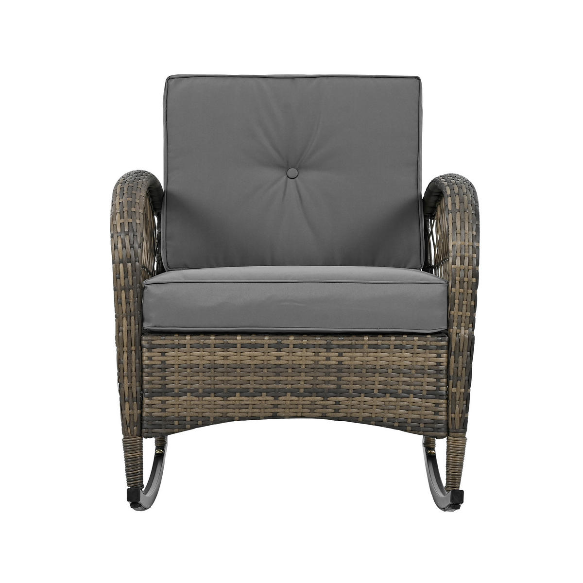 SCHAUKELSTUHLSET Rattan Schwarz/Grau 3-tlg. - Grau, Metall - ComfortXL