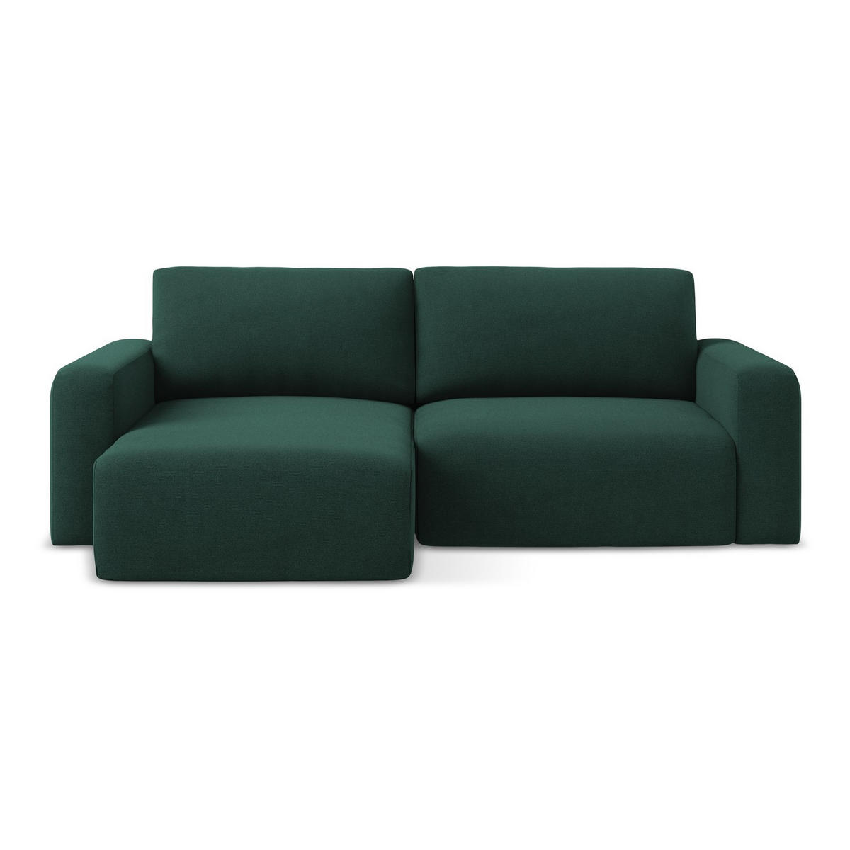 ECKSOFA mit Schlaffunktion links Strukturstoff Stoff Grün - Dunkelgrün/Schwarz, Kunststoff/Textil (149/244cm) - LaMiaSofa