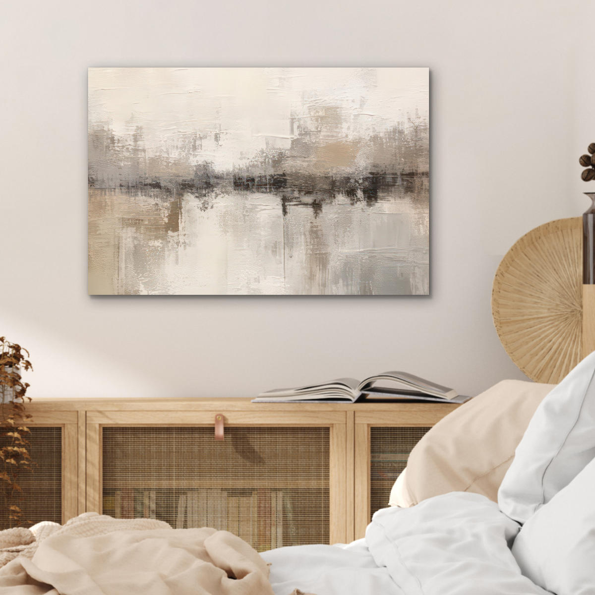 METALLBILD Moderne Kunst - Abstrakt - Beige 60x40 cm - Beige, Metall (60/40cm) - MuchoWow