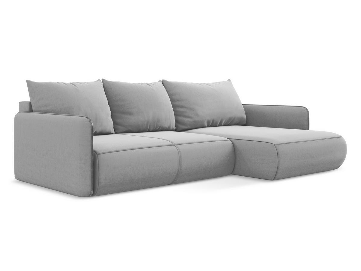 ECKSOFA mit Schlaffunktion Samt Stoff Grau - Schwarz/Grau, Kunststoff/Textil (240/148cm) - Makamii