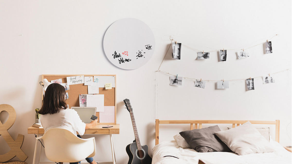 RUNDE Magnetplatte SLIMboard weiß 60 cm Durchmesser - rahmenlose weiße Tafel - Weiß, Metall (60/60/0.3cm) - ALLboards