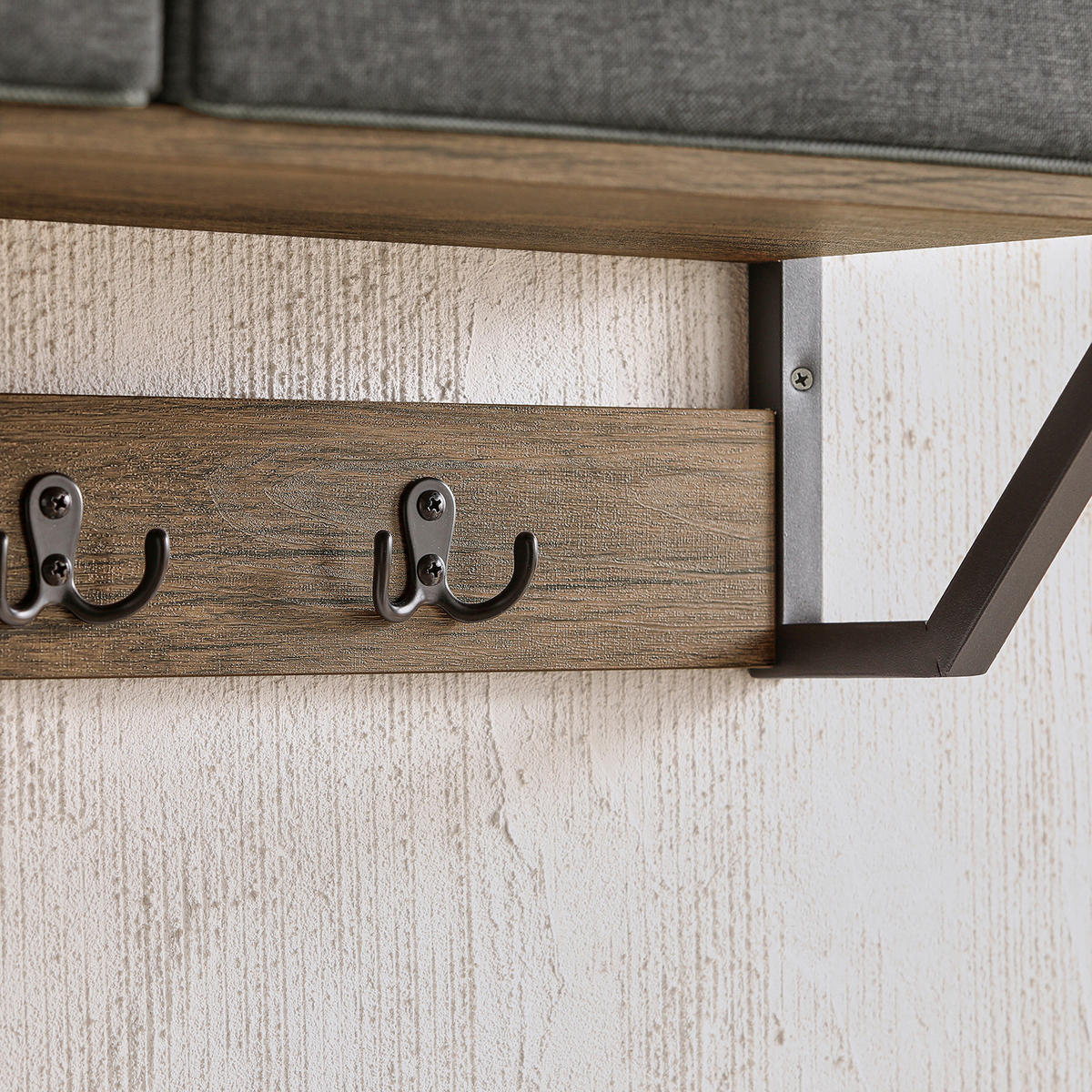 WANDGARDEROBE Vintage - Schwarz/Braun, Holzwerkstoff/Metall (100/30/20cm) - SoBuy