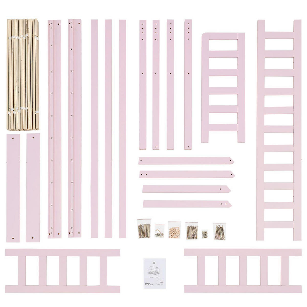 KINDERBETT Marli mit Matratze rosa 80x160 cm - Rosa, Holzwerkstoff (80/160cm) - Juskys