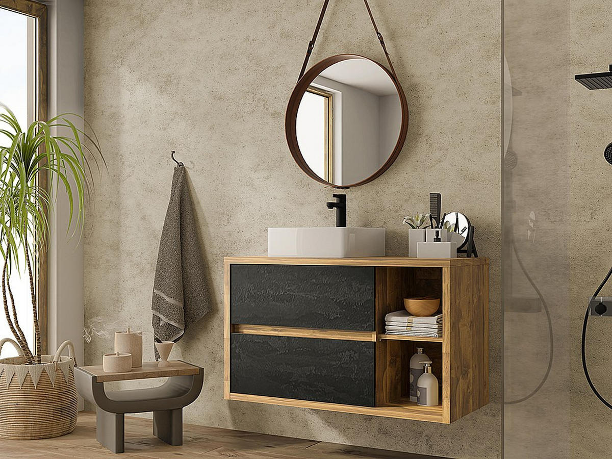 EINZELWASCHTISCH - 100 cm x 45.5 cm - Holz, Platte - Naturfarben Hell - TIKITIKI - Naturfarben, Holz (100/60/45.5cm) - Vente-Unique