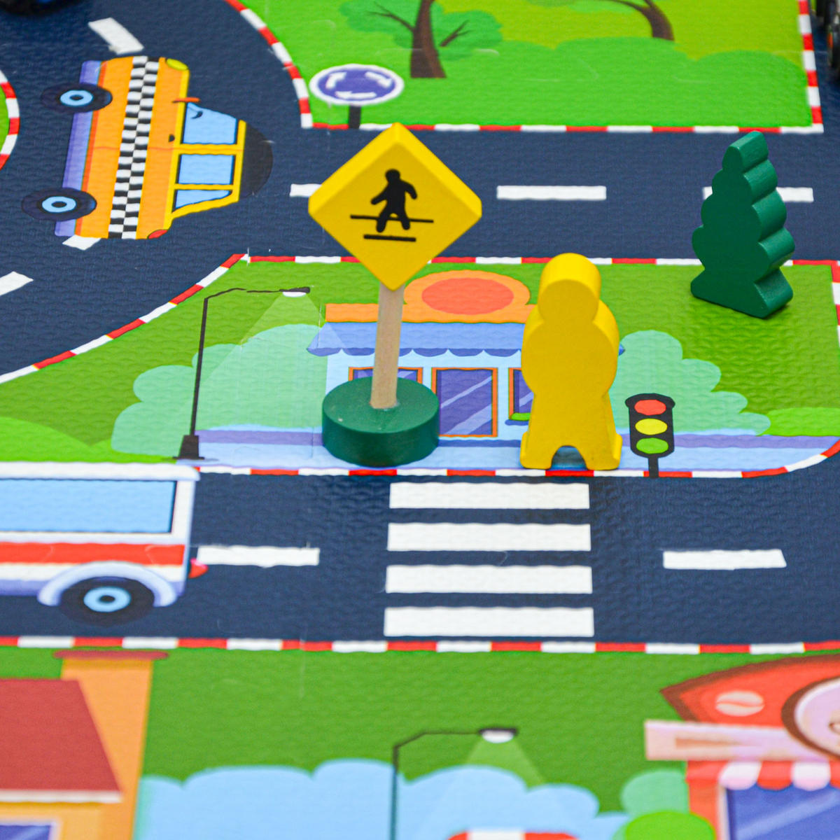 SPIELMATTE STRASSE- 120/90 cm Puzzlematte Grün - Multicolor, Kunststoff (30/30cm) - Littletom