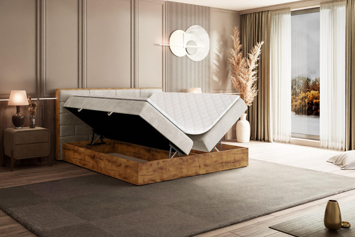 BOXBETT mit Matratze H4 und Lattenrost - LOLLI8 - 180x200 - Beige - Braun, Holzwerkstoff/Kunststoff (180/200cm) - ALTDECOR