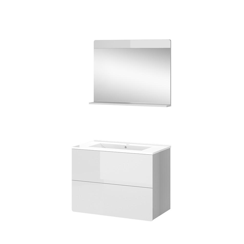 BADMÖBEL-SET Izan Weiß Hochglanz 3 Teile - Weiß, Holzwerkstoff (80/59.3/46cm) - Vicco