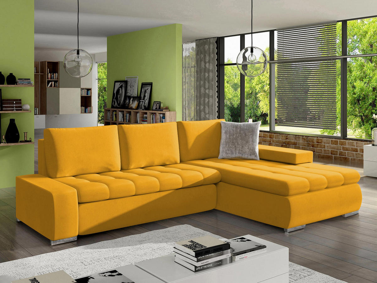 ECKSOFA Orkan Mini Premium - Gelb, Holz/Textil (265/185cm) - MIRJAN24