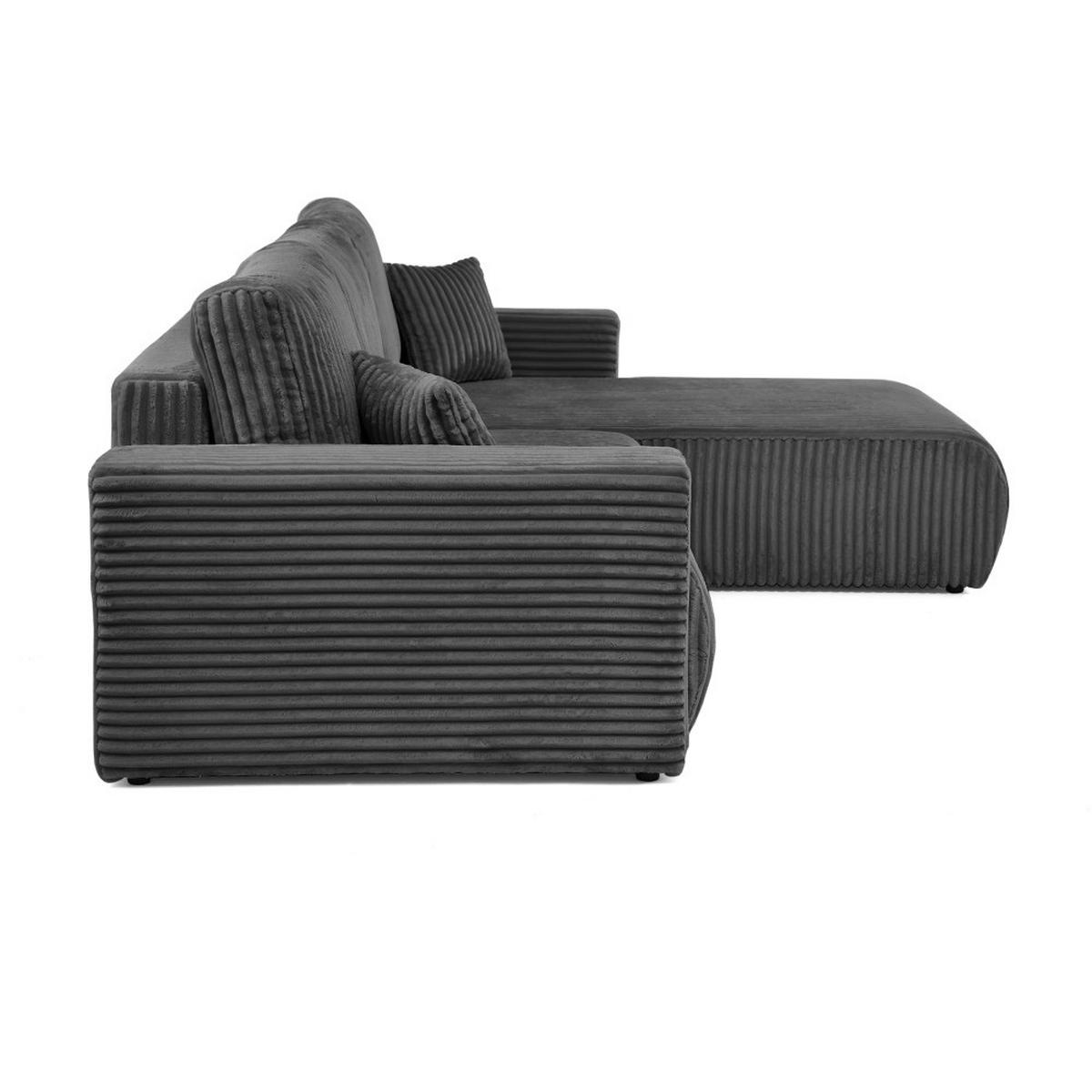 ECKSCHLAFSOFA Porto mit universelle Ottomane, Dunkelgrau - Dunkelgrau/Schwarz, Textil (288/190cm) - Beautysofa