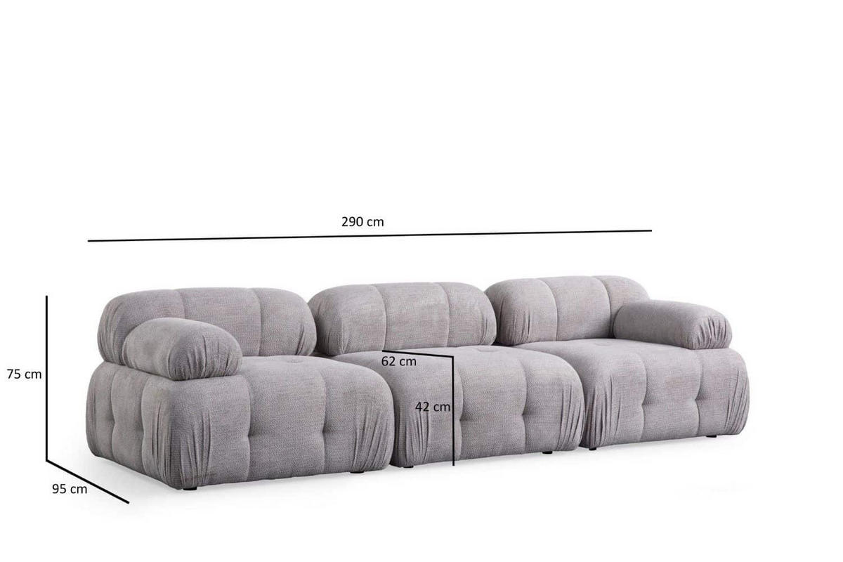 ECKSOFA inklusive Hocker - Hellgrau/Schwarz, Holz/Kunststoff (290/160cm) - myHomelando