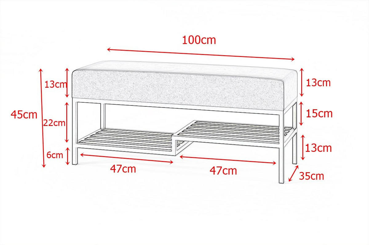 SITZBANK Posso 100 × 45 cm Beige - Goldfarben, Metall (100/45/35cm) - Design Möbel