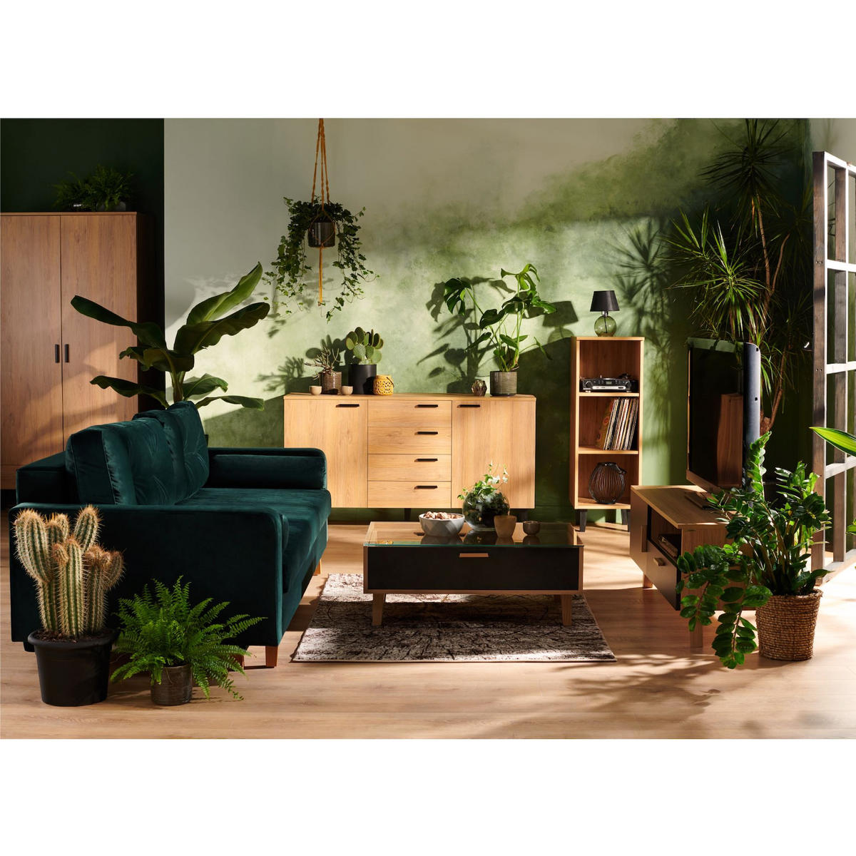 AUSZIEHBARER-ESSTISCH FRISK Skandinavischer Stil, schwarz - Eichefarben/Schwarz, Eichenholz/Holzwerkstoff (90/160/75cm) - KONSIMO®