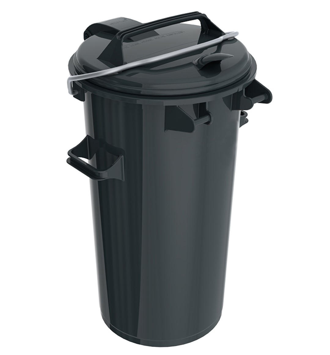 MÜLLEIMER Mit Deckel und Bügel 50 Liter Kunststoff Schwarz - Schwarz, Kunststoff (30.5/73/44.5cm) - PROREGAL