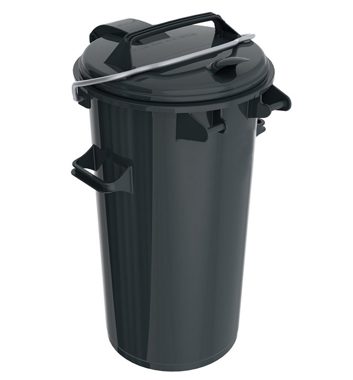 MÜLLEIMER Mit Deckel und Bügel 50 Liter Kunststoff Schwarz - Schwarz, Kunststoff (30.5/73/44.5cm) - PROREGAL