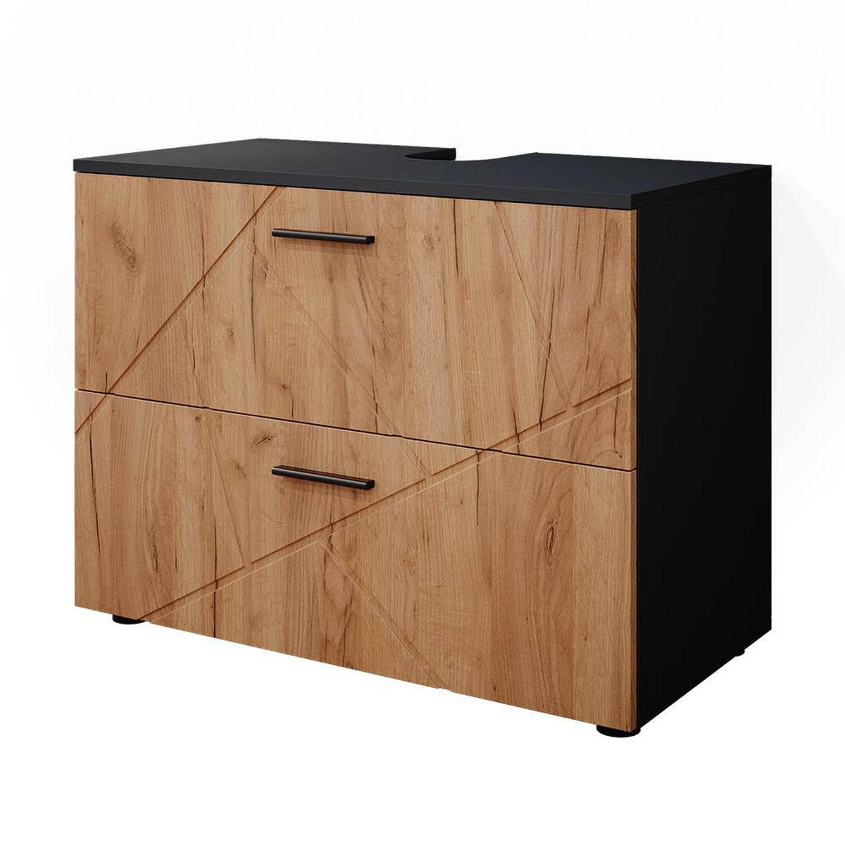 WASCHBECKENUNTERSCHRANK Irma Goldkraft Eiche/Anthrazit 80 x 58.6 cm - Honigeiche/Anthrazit, Holzwerkstoff (80/58.6/41cm) - Vicco