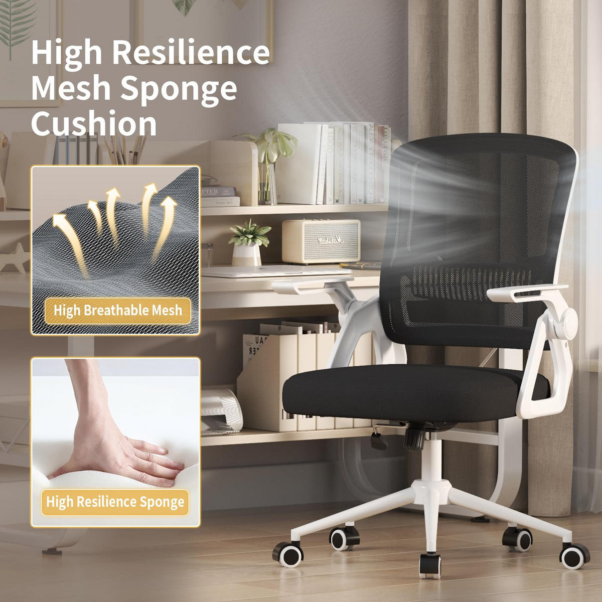 BÜROSTUHL Schwarz-Weiß ergonomisch mit atmungsaktiver Rückenlehne - Weiß, Metall (22.5/53/54.2cm) - Rattrix