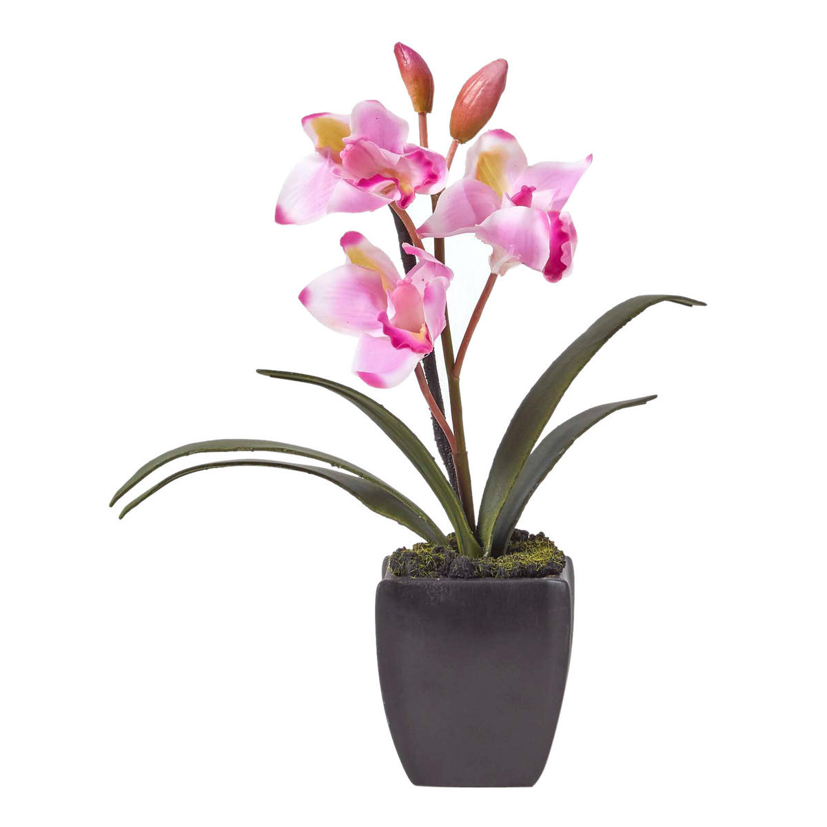 KUNSTBLUME Orchidee rosa im Deko-Topf, 38 cm - Rosa, Kunststoff (38cm) - Homescapes