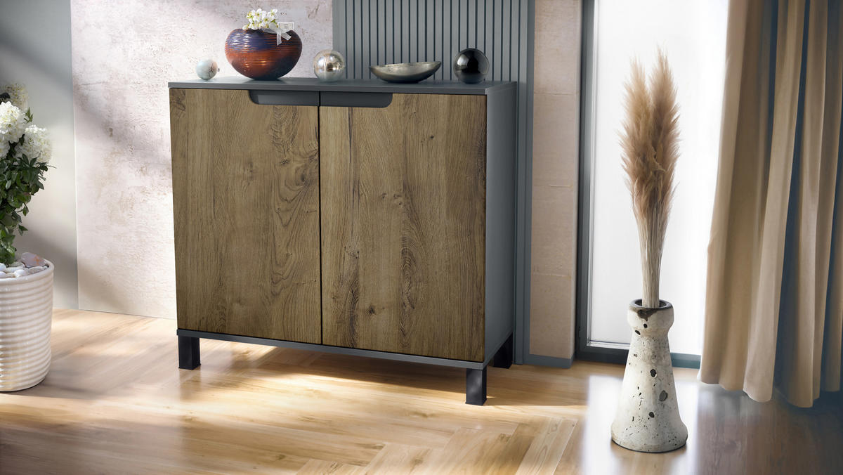 KOMMODE Sylt Eiche Ribbeck - Alteiche, Holzwerkstoff (92.5/84.5/35cm) - Vladon