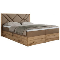 BOXBETT GUNAR - 140/200 Braun Kunstleder - H3 - Braun, Holz/Textil (140/200cm) - MKS