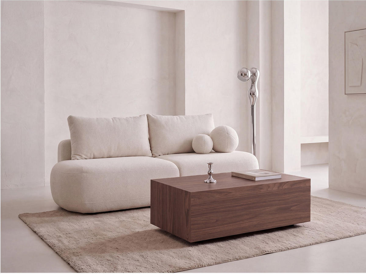 COUCHTISCH Noma Rechteckig in Nussbaum Braun, Blockform mit versteckten Rollen 90/55/28 cm - Walnussfarben/Schwarz, Holzwerkstoff (55/90/28cm) - WFL GROUP