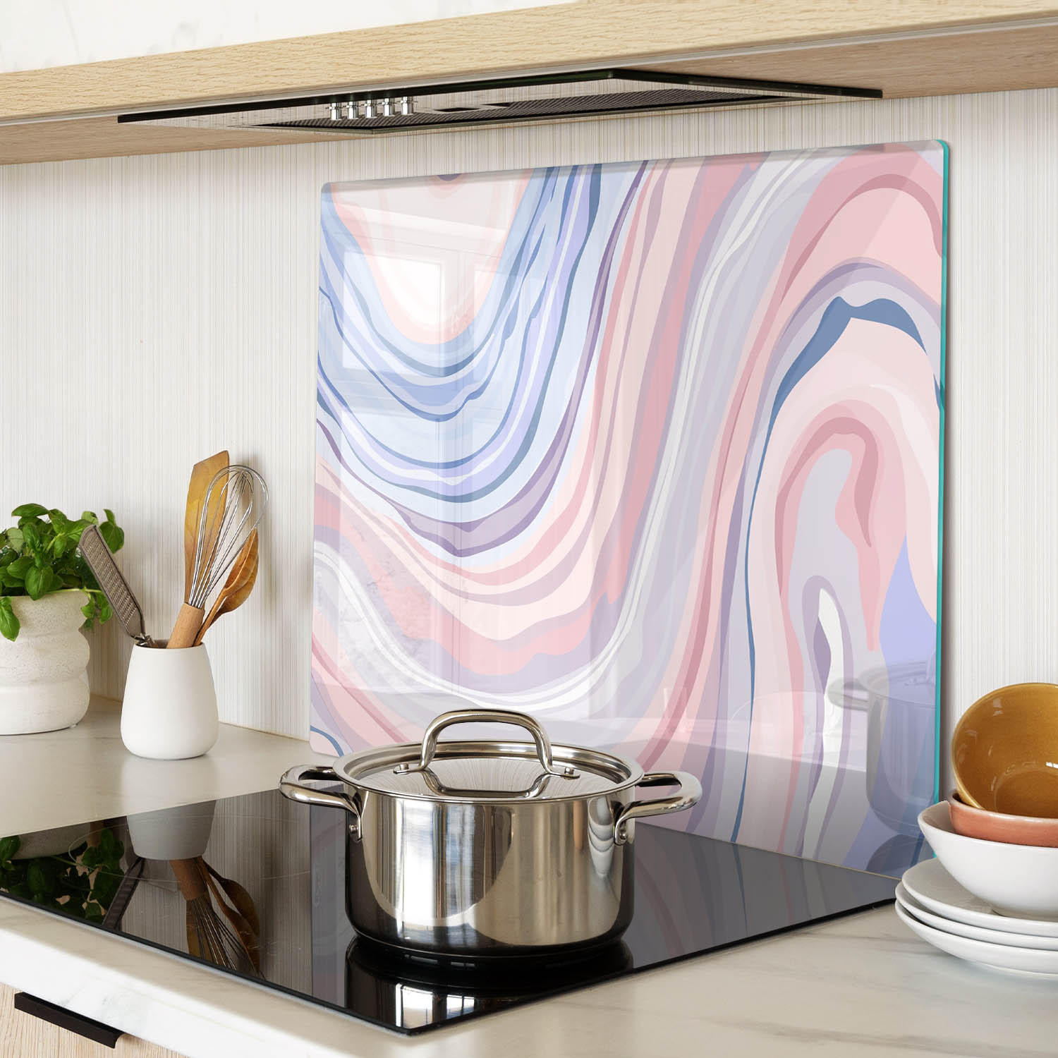 GLASPLATTE 60x52 cm Abstrakte Wellen - Multicolor, Glas (60/0.4/52cm) - TULUP