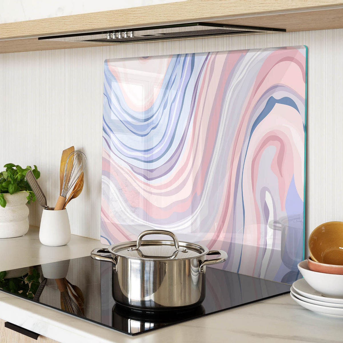 GLASPLATTE 60x52 cm Abstrakte Wellen - Multicolor, Glas (60/0.4/52cm) - TULUP