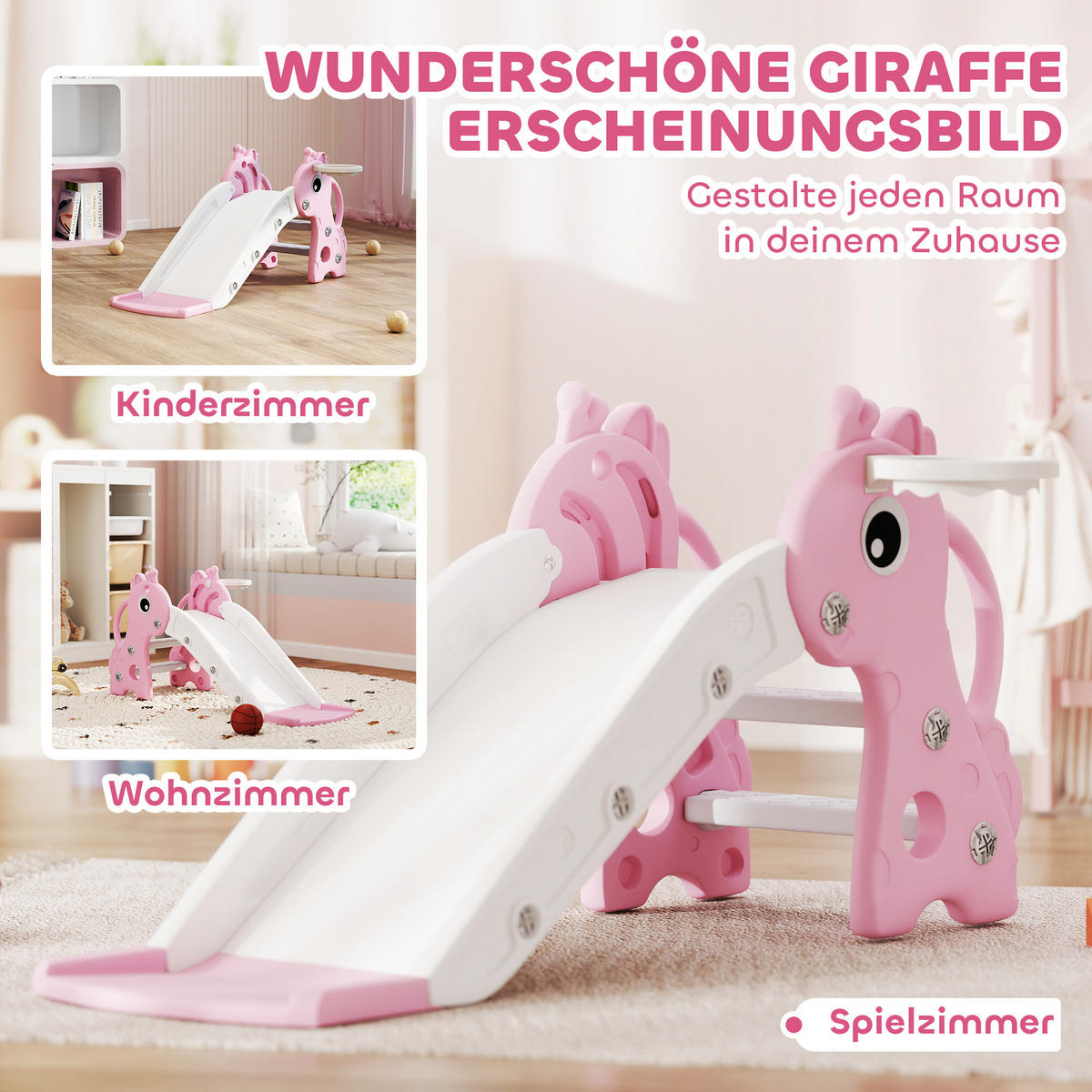 RUTSCHE Kunststoff Rosa - Rosa, Kunststoff (51.5/52/106cm) - AIYAPLAY
