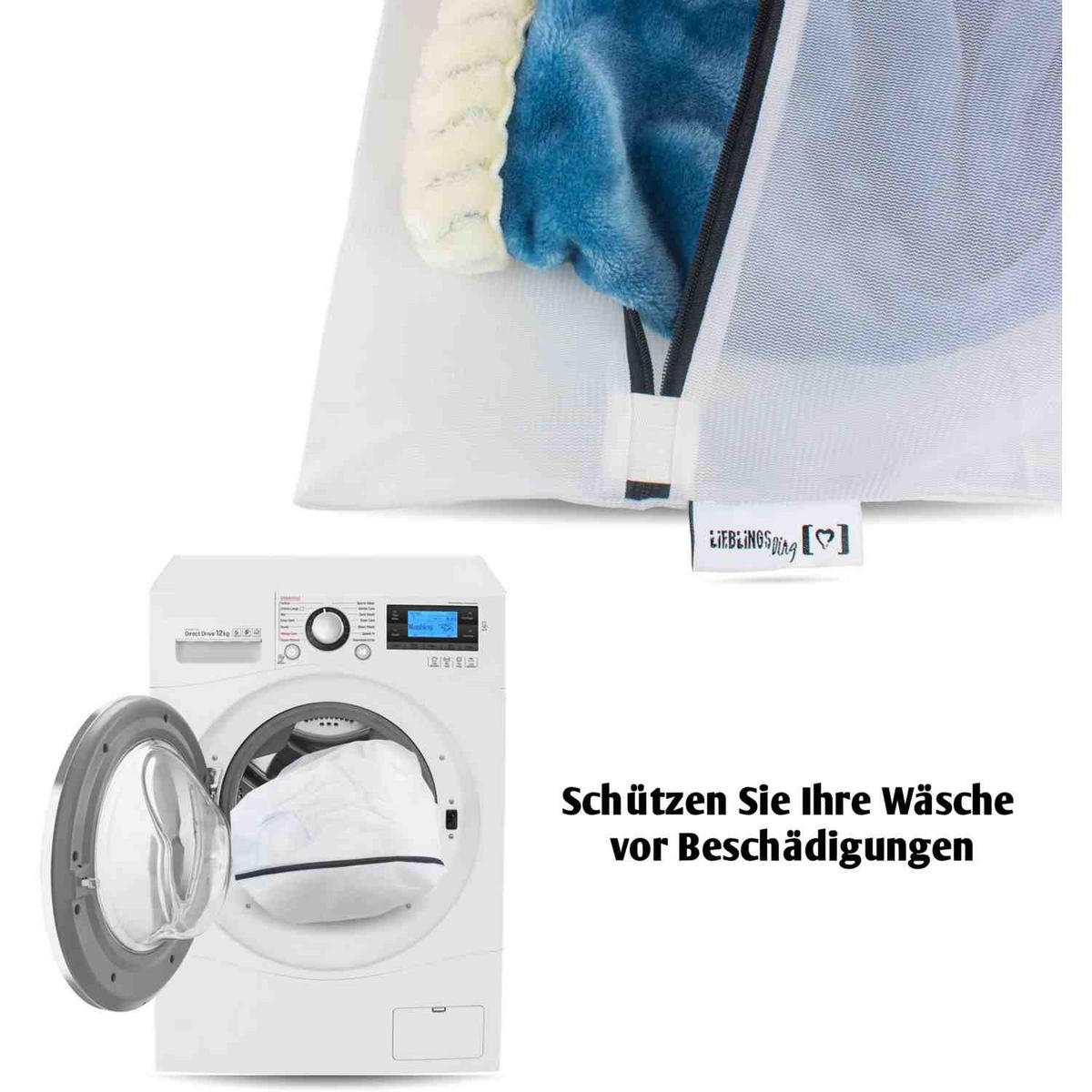 WÄSCHENETZ XXL 100X90CM LIEBLINGS Ding Wäschenetz - Weiß, Textil (90/1/100cm) - Lieblings Ding