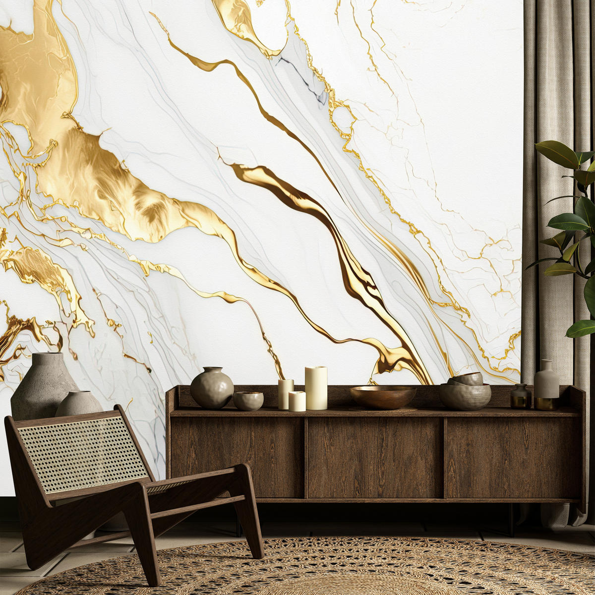 FOTOTAPETE Marmor Abstraktion Glamour Beige Modern Luxus Creme 100x70 - Gelb/Beige, Papier (100/70cm) - Muralo