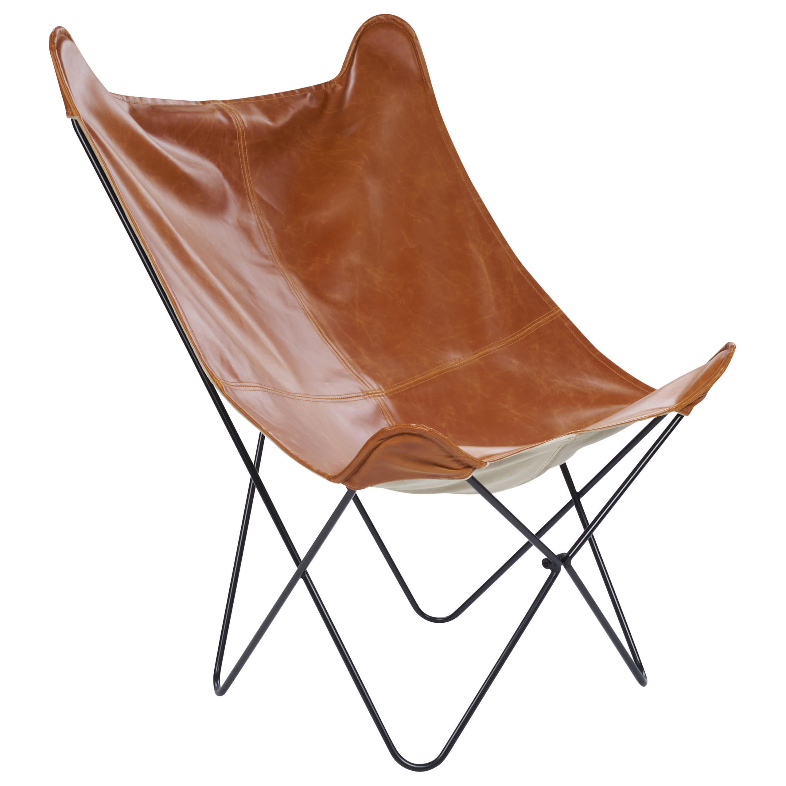 SCHMETTERLINGSSESSEL Kunstleder Braun Nybro - Braun, Textil/Metall (70/99/85cm) - Beliani