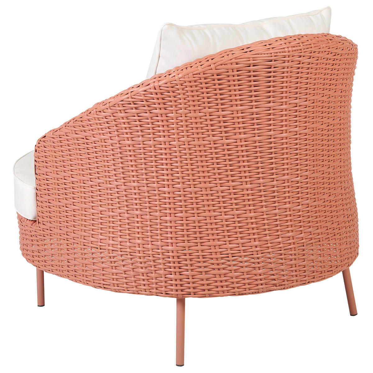 SESSEL mit Ottomane Rattan PE pfirsichrosa Arcille - Rosa, Kunststoff (80/80/151cm) - Beliani