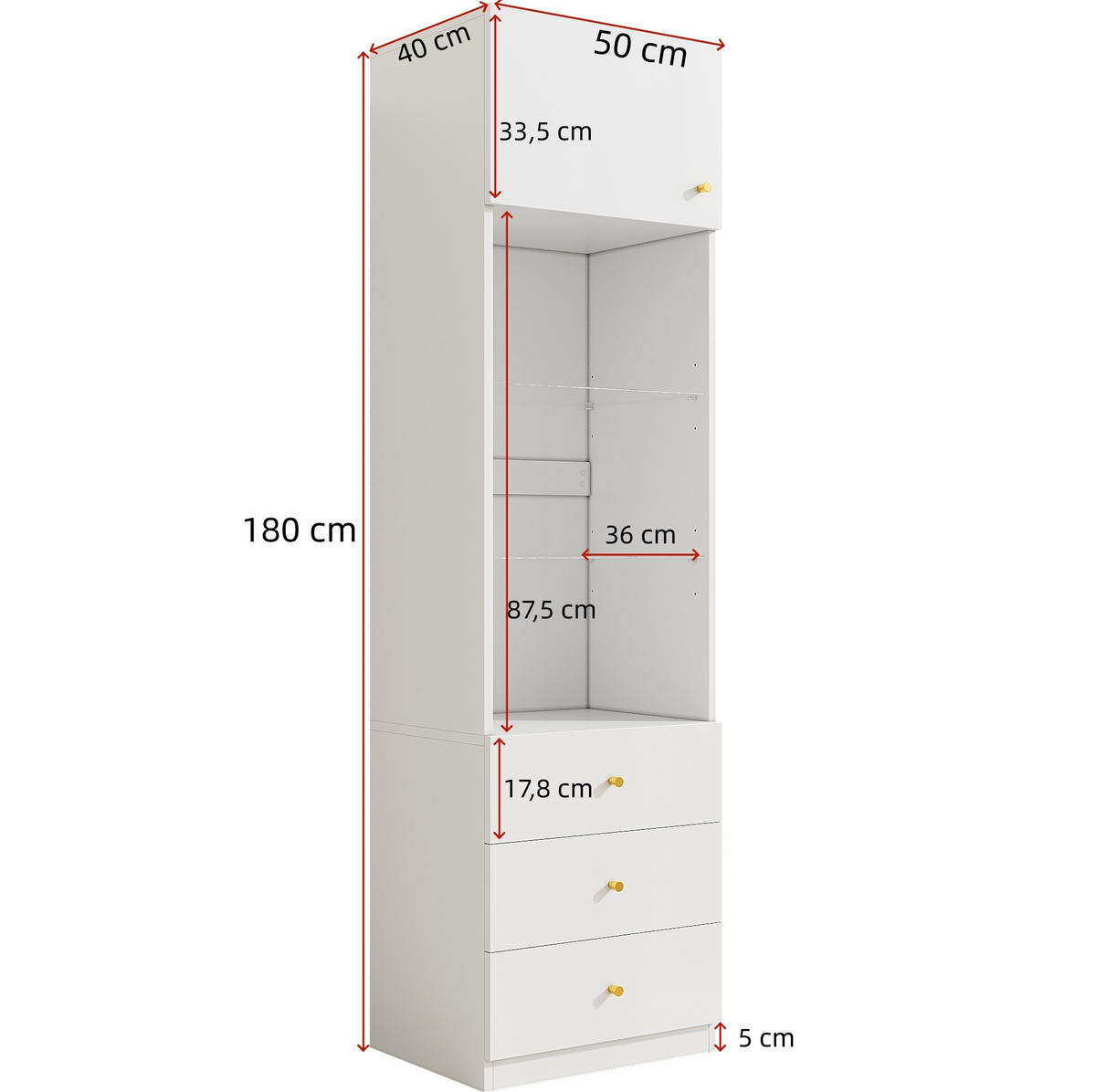KLEIDERSCHRANK-SET aus MDF 80x50x200 cm & 50x40x180 cm Weiß mit Schubladen, Kleiderstange und Einlegeböden - Weiß, Holzwerkstoff (50/180/40cm) - Modfu