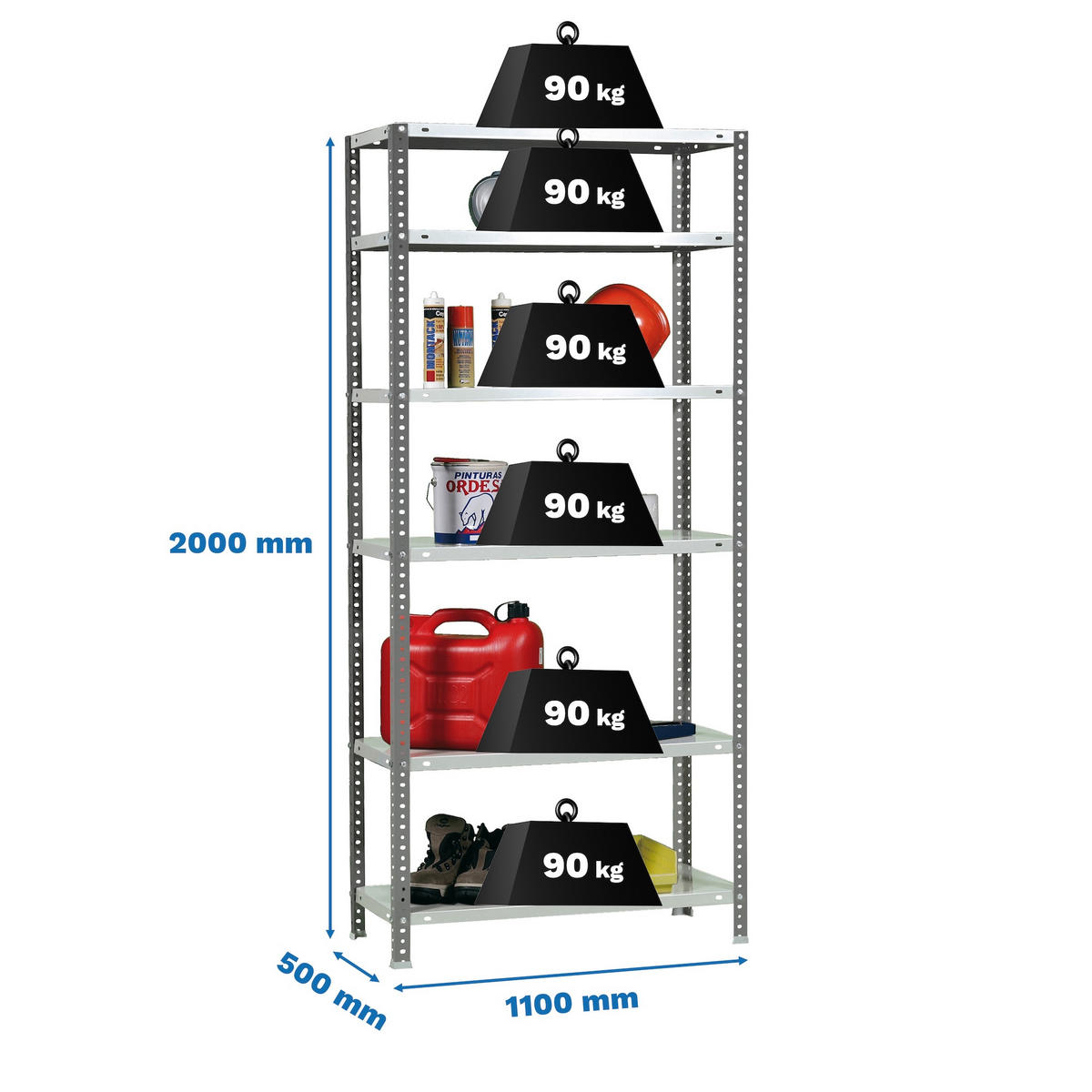 SCHRAUBREGAL PANDA TALL | HxBxT 200x110x50cm | 6 Fachböden | Fachlast 90kg | Anthrazit-Weiß - Anthrazit, Metall (110/200/50cm) - PROREGAL