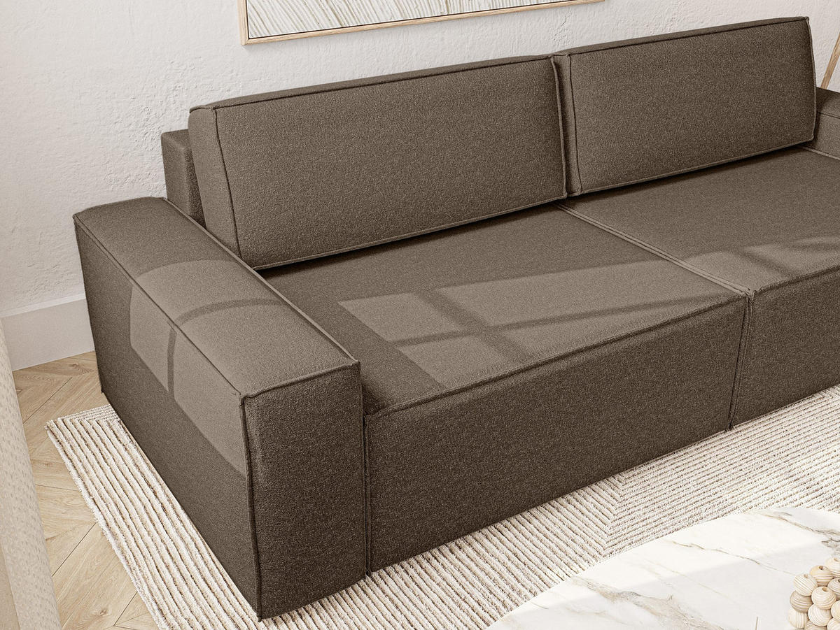 SOFA Lummo Mi mit Schlaffunktion, Braun - Braun, Textil (246/70/185cm) - Fedve