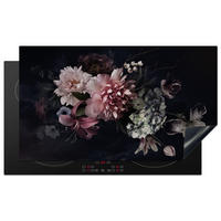 HERDABDECKPLATTE Blumen - Vintage - Pastell - Rosa - Weiß 91x52 cm - Altrosa, Kunststoff (91.2/0.2/52cm) - MuchoWow