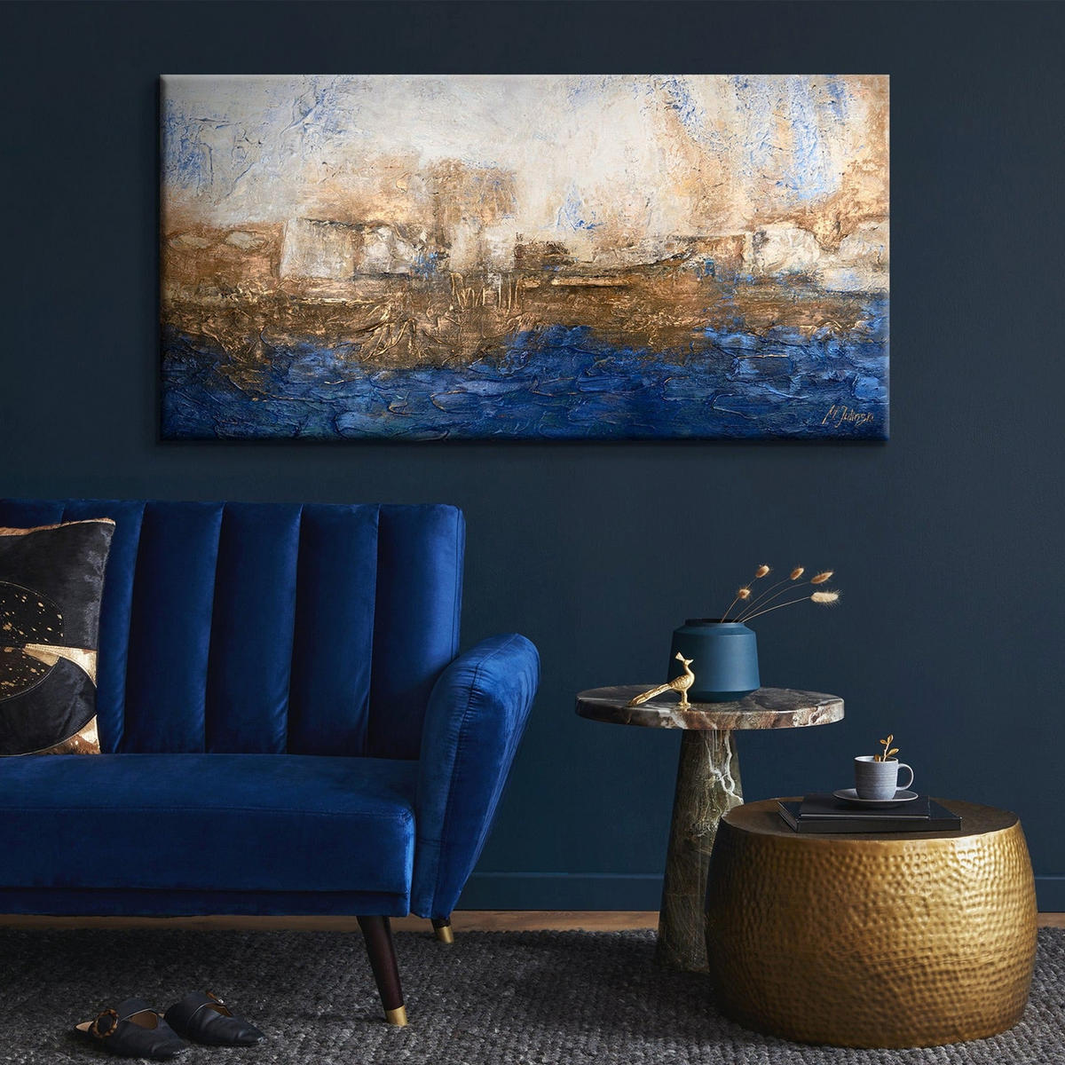 GEMÄLDE Marine auf Keilrahmen 160x80 cm - Blau, Holz (160/80cm) - YS-art gallery