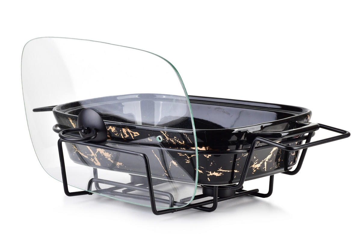 AUFLAUFFORM Modern Kitchen Schwarz Gold 43/25/12 cm Keramik - Goldfarben/Schwarz, Keramik (25/12/43cm) - Mondex