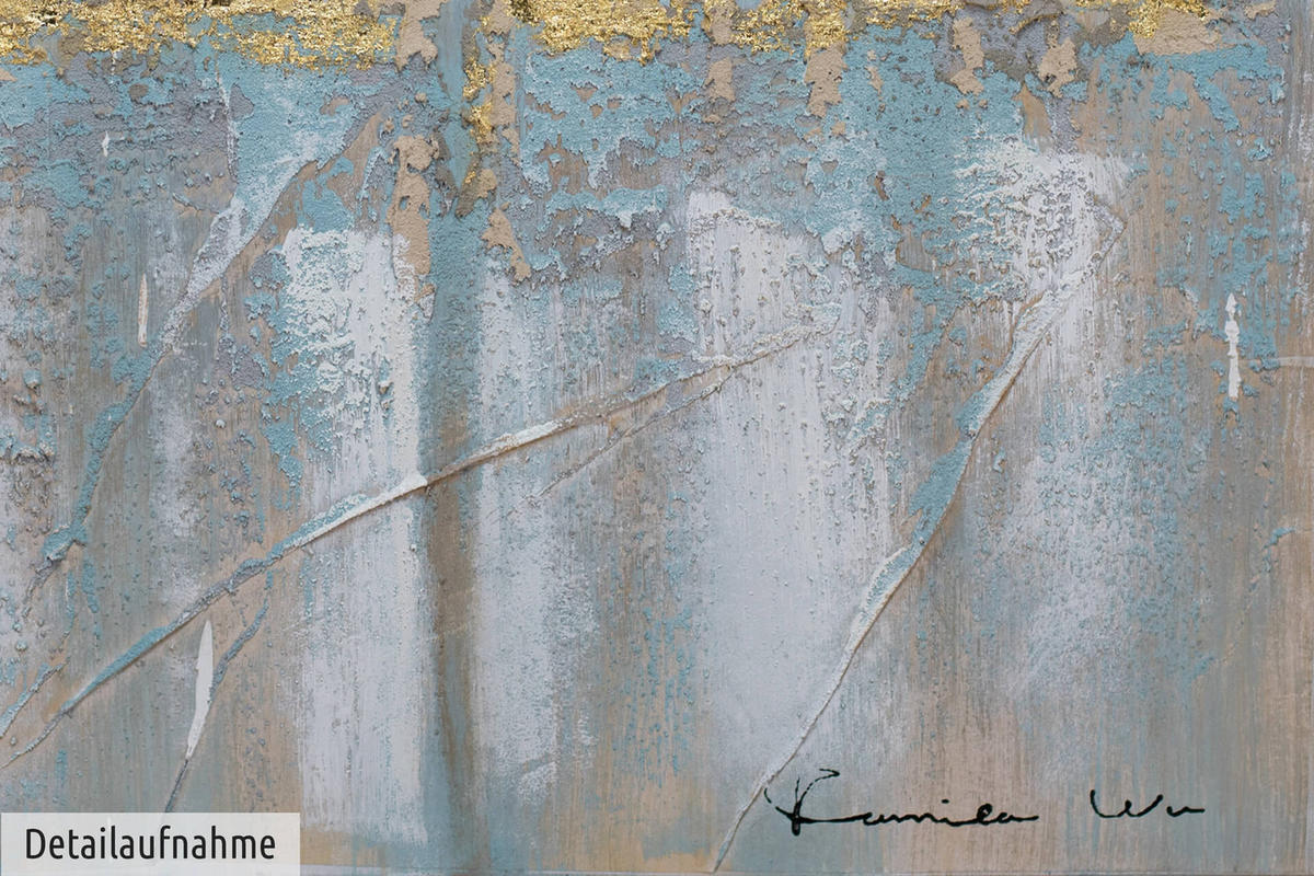 ACRYLBILD HANDGEMALT 80/80 cm - Blau/Grau, Holz/Textil (80/80cm) - KUNSTLOFT