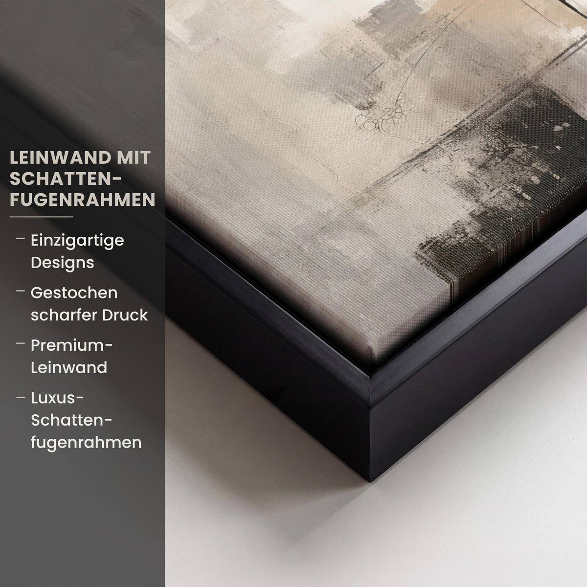 LEINWAND Bilder mit Rahmen - Abstrakt - Kunst - Grau - 20x20 - Hellgrau, Textil (20/20cm) - MuchoWow