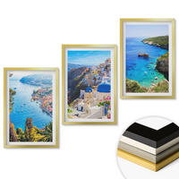 WANDBILDER 3er Set - 40x60 cm Goldrahmen - Griechische Ansichten von Santorin Oia - Goldfarben, Kunststoff (40/60cm) - ArtPrintCave